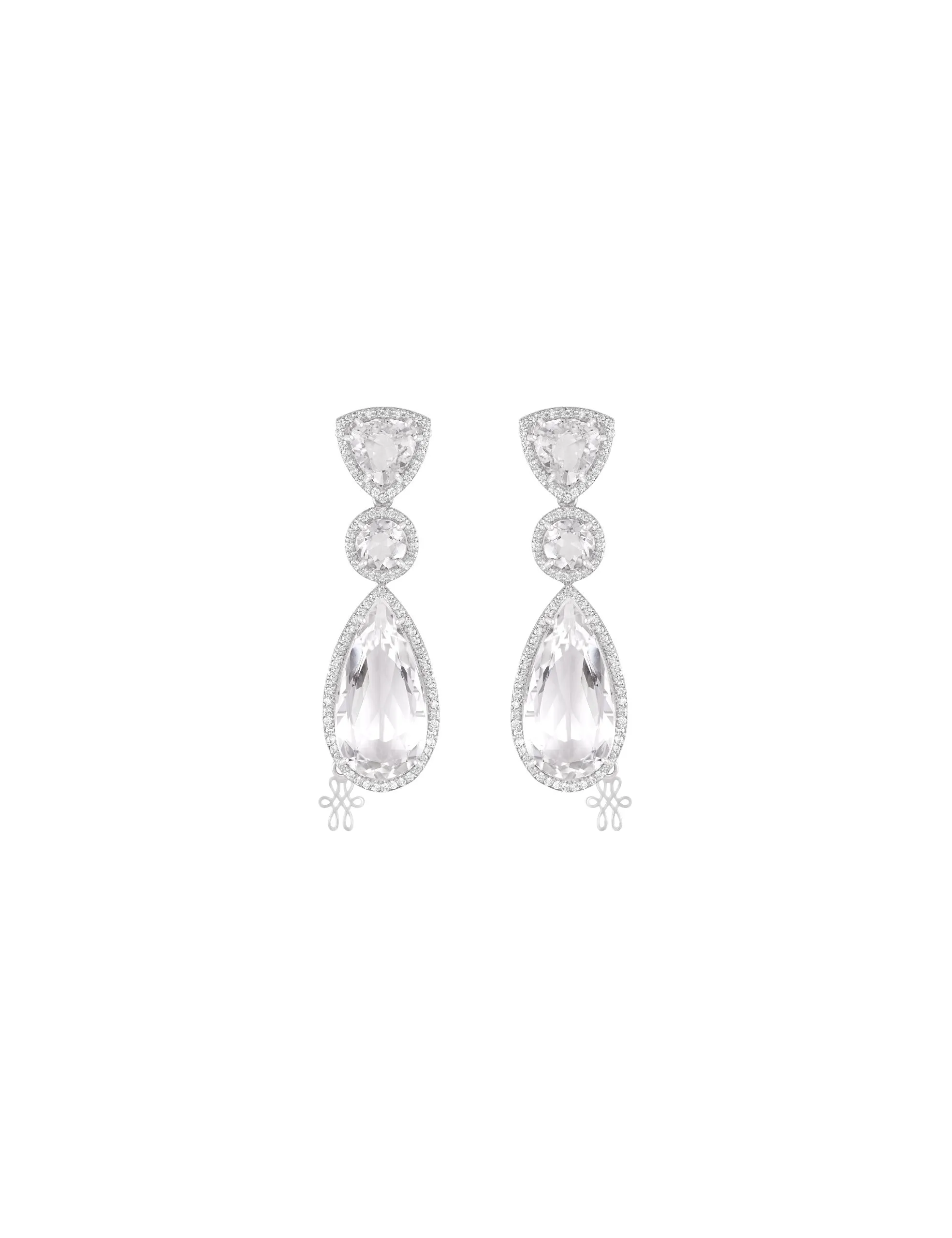 Brinco Cristal Longo com Brilhantes Still Brinco Topázio Branco Longo com Moldura em Diamantes - Imagem 1