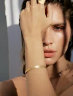 Bracelete Lâmina Simples Ouro Amarelo M - Imagem 2