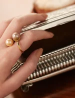Anel Duo Pérolas Lavanda e Champagne - Imagem 3