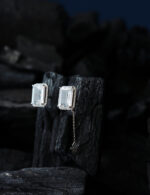 Brinco Topázio Branco Retangular e Diamantes - Imagem 4