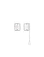 Brinco Topázio Branco Retangular e Diamantes