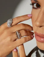 Anel Flor em Diamantes Navetes - Imagem 3